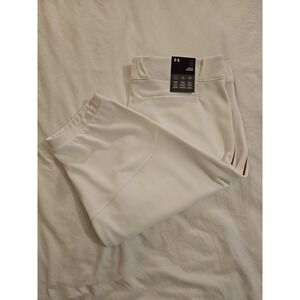 Under Armour Baseball Pants Men's 2XL White Red Relaxed Fit NWT